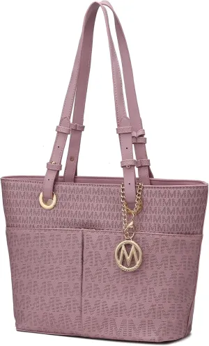MKF Collection Tote Bag for Women, Signature Vegan Leather Pocketbook Shoulder bag Top-Handle Purse Tote Handbag