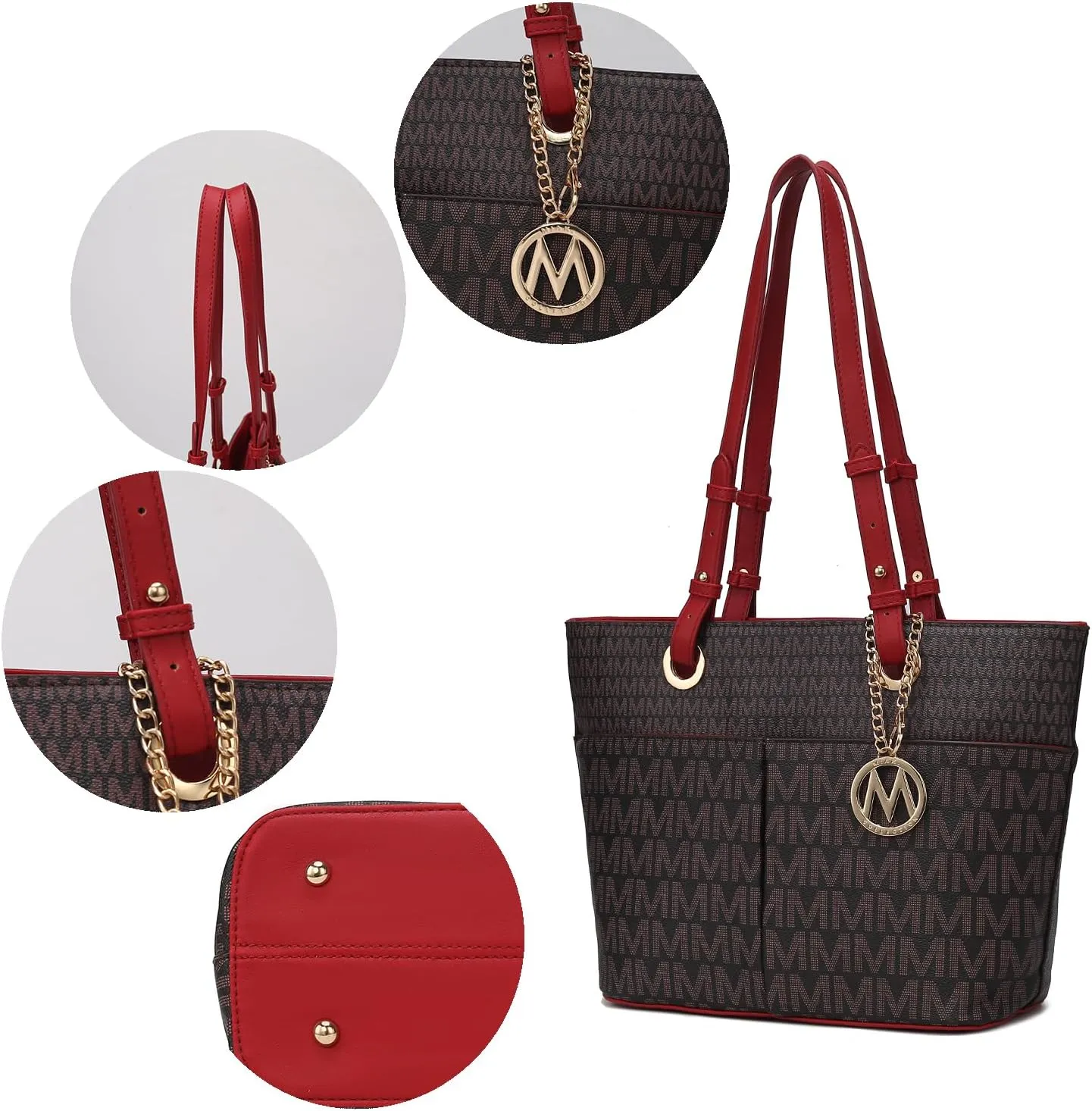 MKF Collection Tote Bag for Women, Signature Vegan Leather Pocketbook Shoulder bag Top-Handle Purse Tote Handbag