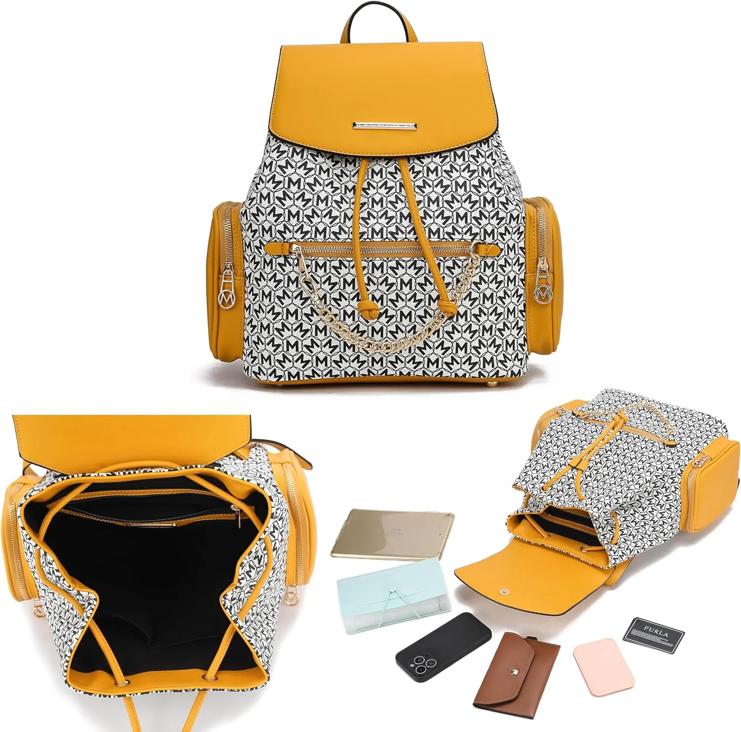 MKF Collection Women Backpack, Vegan Leather Top-Handle Handbag Ladies Daypack Bookbag by Mia k