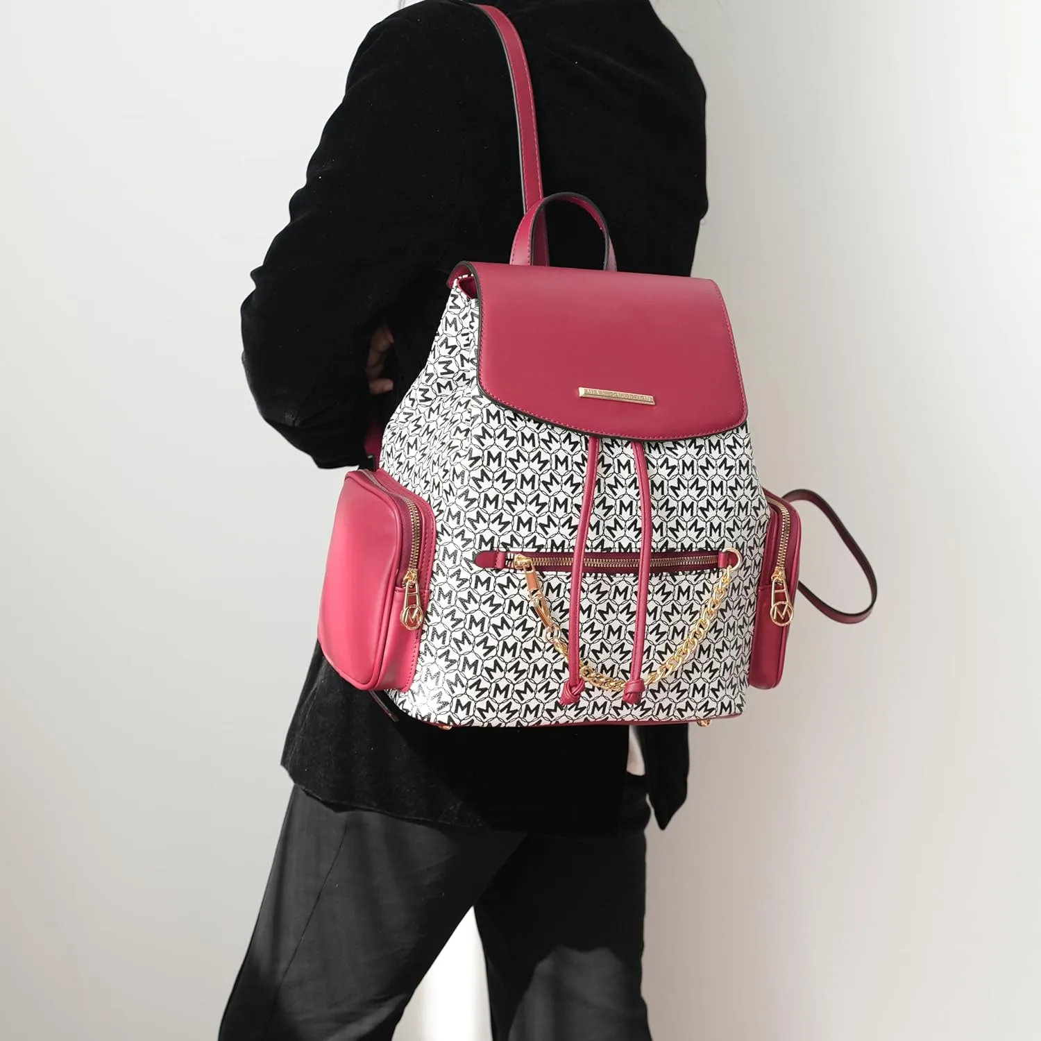 MKF Collection Women Backpack, Vegan Leather Top-Handle Handbag Ladies Daypack Bookbag by Mia k