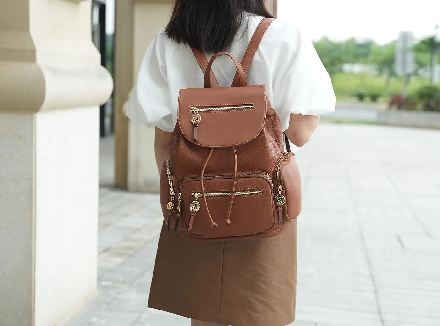 MKF Collection Women Backpack, Vegan Leather Top-Handle Handbag Ladies Daypack Bookbag by Mia k