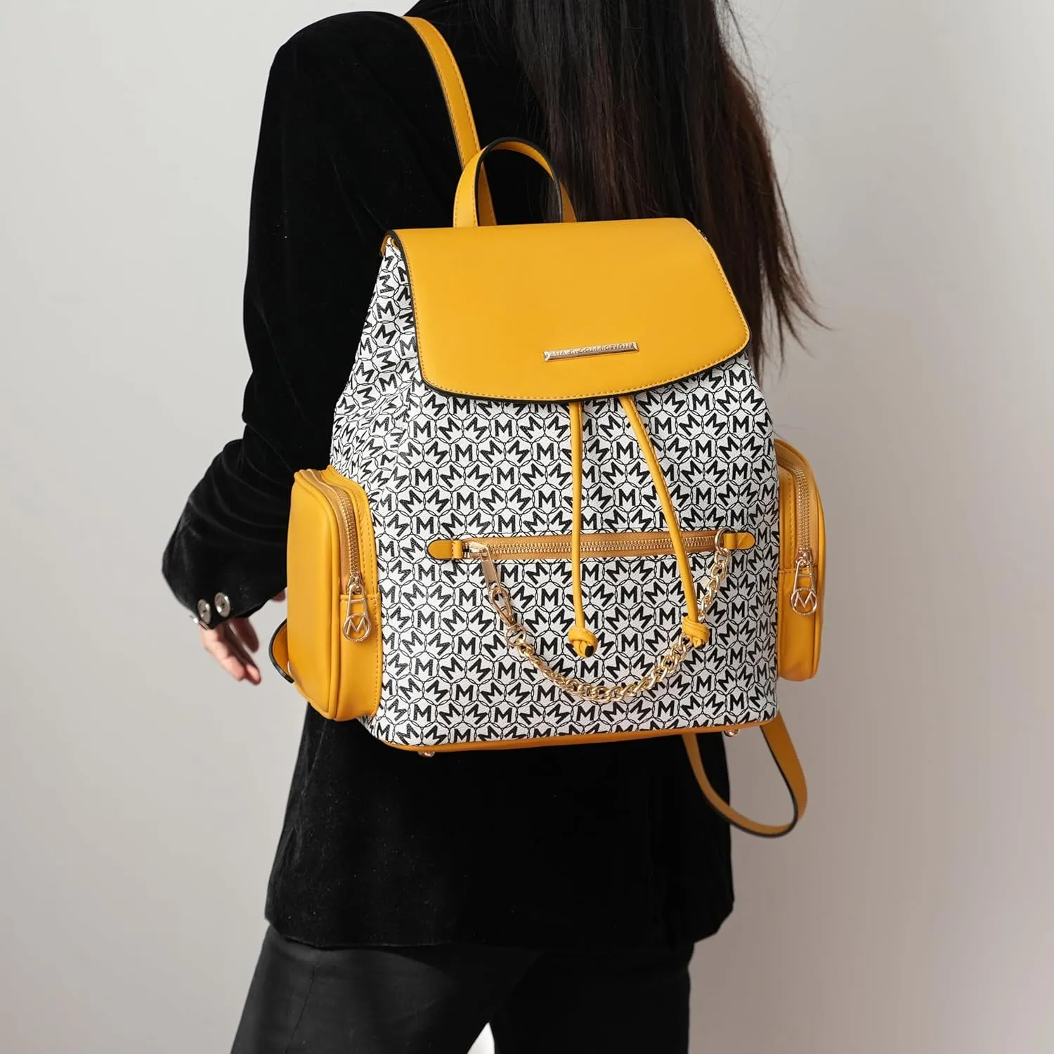 MKF Collection Women Backpack, Vegan Leather Top-Handle Handbag Ladies Daypack Bookbag by Mia k