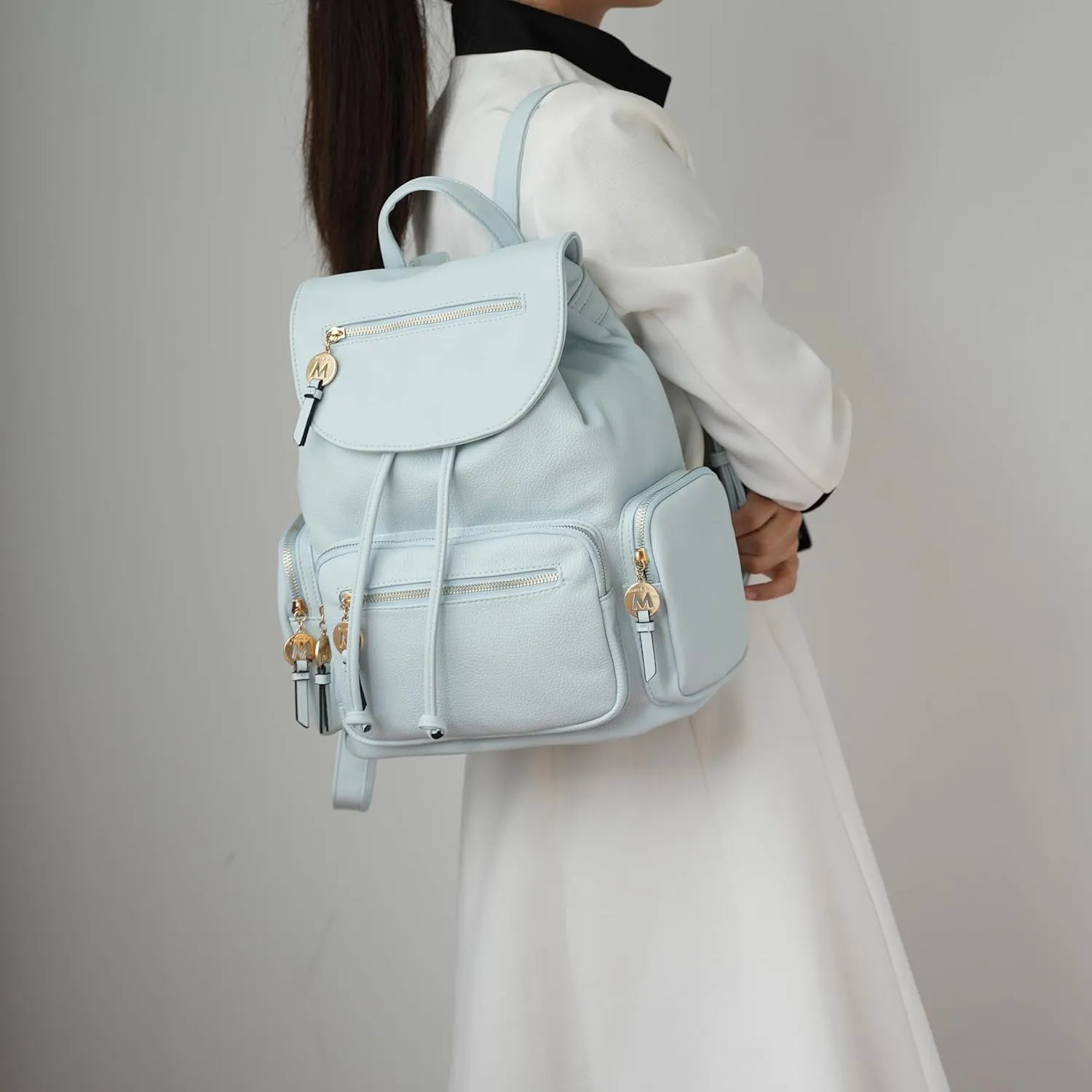 MKF Collection Women Backpack, Vegan Leather Top-Handle Handbag Ladies Daypack Bookbag by Mia k