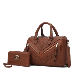 MKF Collection Women's Satchel Bag with Wallet, Vegan Leather Top Handle Shoulder Handbag Crossbody Purse