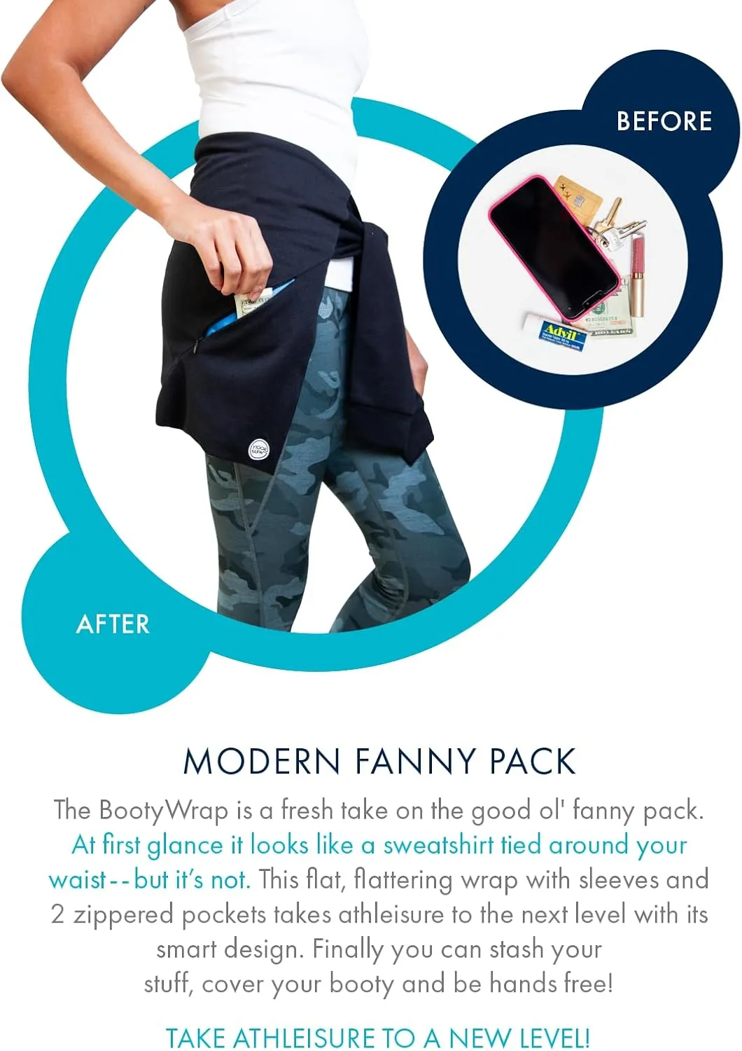 Modern Fanny Pack by Invisibelt - Slimming Wrap for Women with Zipped Pocket Storage to Carry Outdoor Essentials