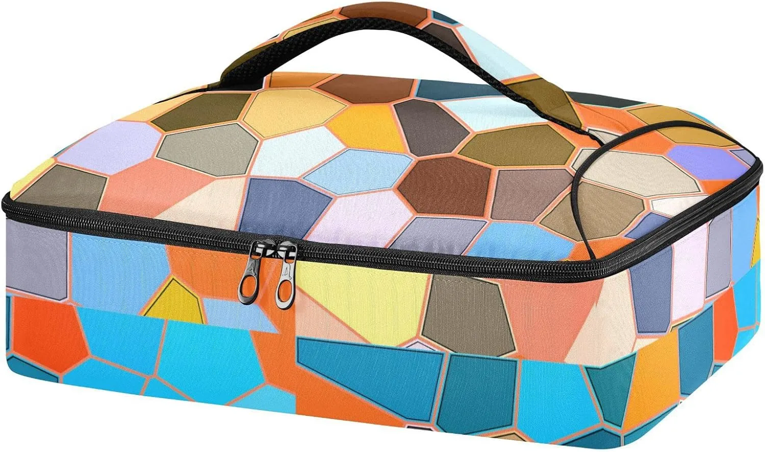Modern Mosaic Abstract Geometric Texture Backdrop Textiles Insulated Casserole Dish Carrier Bag 9x13 with Lid, Warmer Portable Tote for Hot or Cold Food Picnic Party Potluck Beach