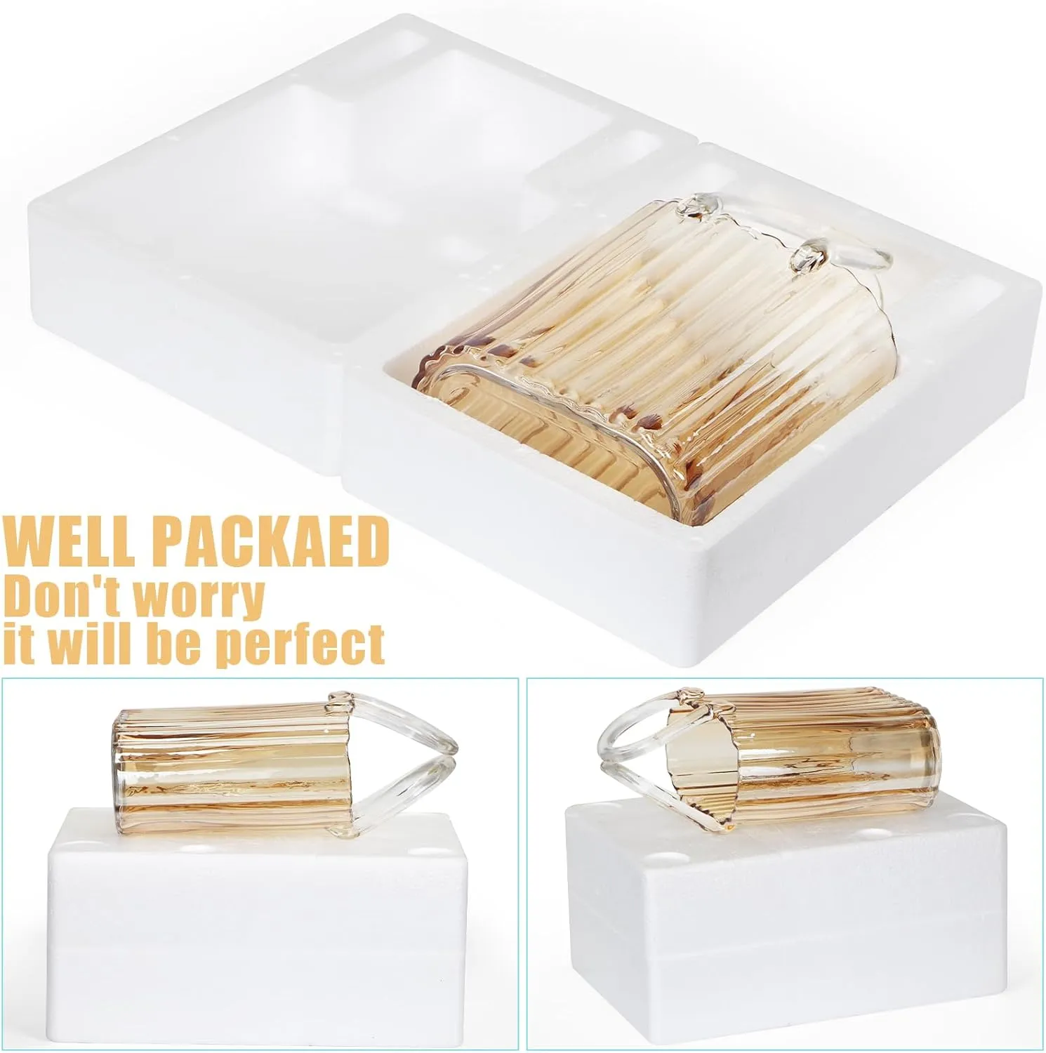 Modern Purse Vase for Flowers,Clear Amber Glass Bag Vases with Vertical Stripes for Home Decors .Elegant Purse Flower Vase for Centerpiece,Floral Arrangement.
