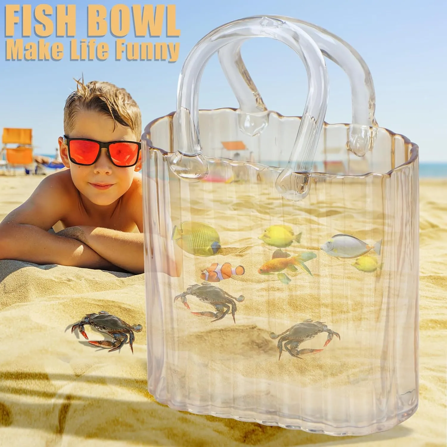 Modern Purse Vase for Flowers,Clear Amber Glass Bag Vases with Vertical Stripes for Home Decors .Elegant Purse Flower Vase for Centerpiece,Floral Arrangement.
