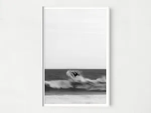 Modern Surf Decor - Black and White Surf Print, Artistic Surfing Photography ready to be Framed, Minimalist Surfer Wall Art for Beach House (24x36)