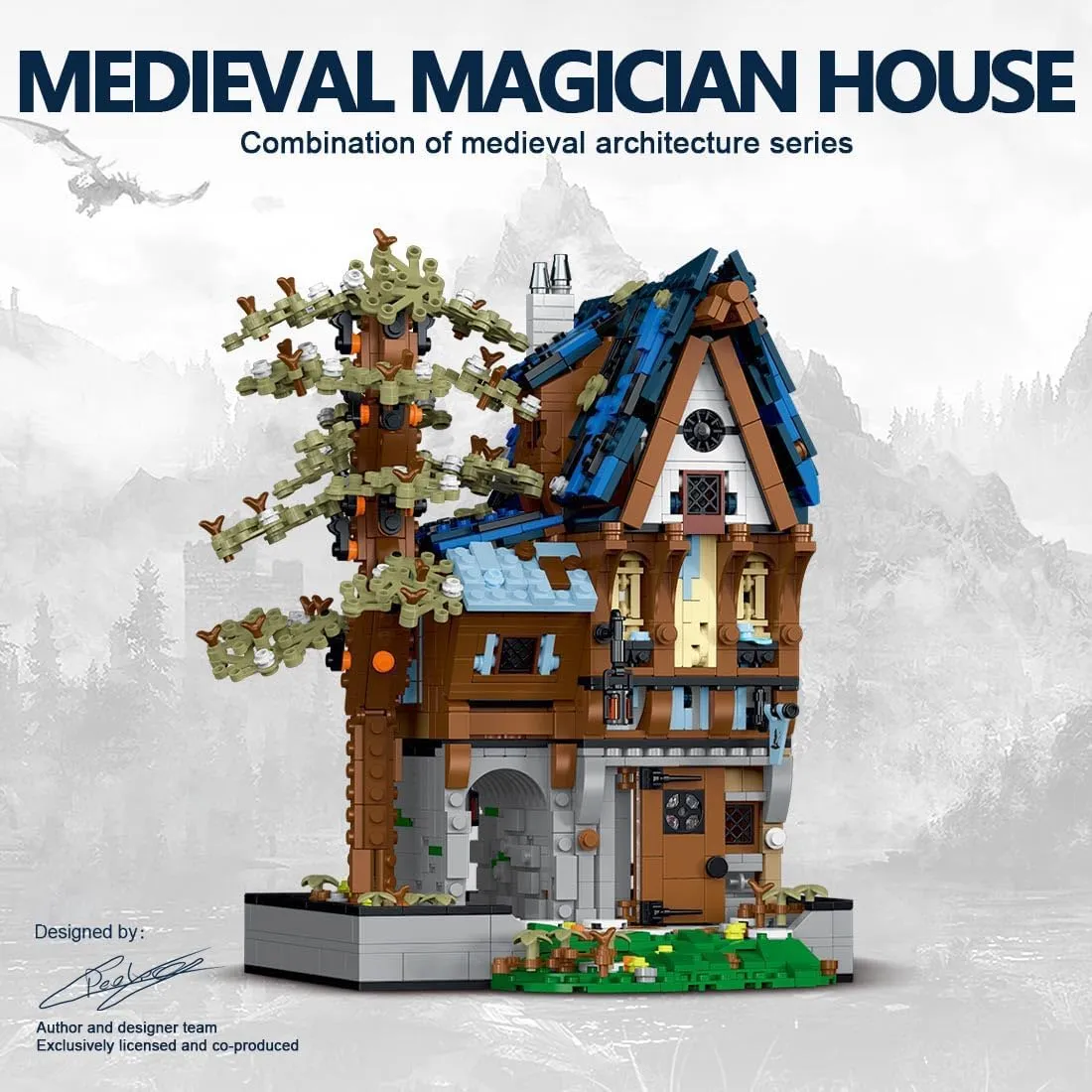 Modular Magician with Lights Building Blocks and Construction Toy, Collectible Medieval-Themed Model to Build and Display, Great Gift for Street View Fans (2095 PCS)