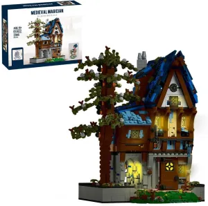 Modular Magician with Lights Building Blocks and Construction Toy, Collectible Medieval-Themed Model to Build and Display, Great Gift for Street View Fans (2095 PCS)