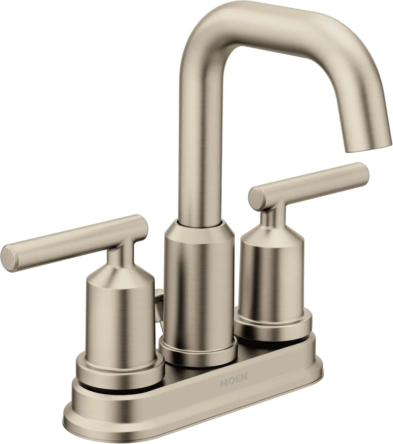 Moen Gibson Brushed Nickel Two-Handle Centerset High Arc Modern Bathroom Faucet with Drain Assembly, 6150BN