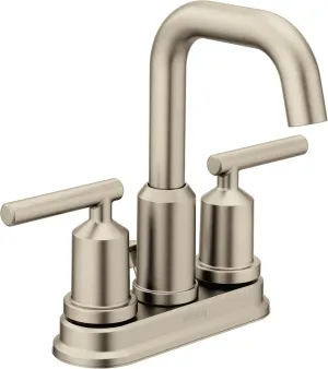 Moen Gibson Brushed Nickel Two-Handle Centerset High Arc Modern Bathroom Faucet with Drain Assembly, 6150BN