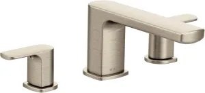 Moen Rizon Brushed Nickel Two-Handle Deck Mount Modern Roman Tub Faucet Trim, Valve Required, T935BN