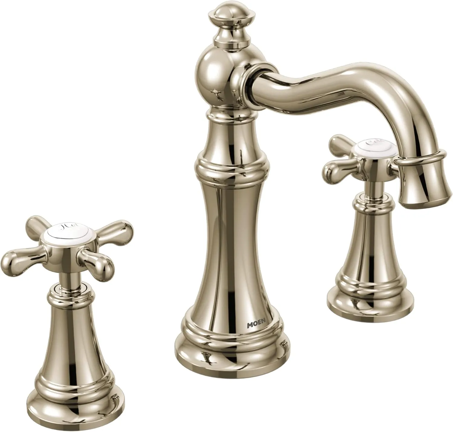 Moen TS42114NL Weymouth Two-Handle Widespread Cross Handle Bathroom Faucet Trim Kit, Valve Required, Polished Nickel