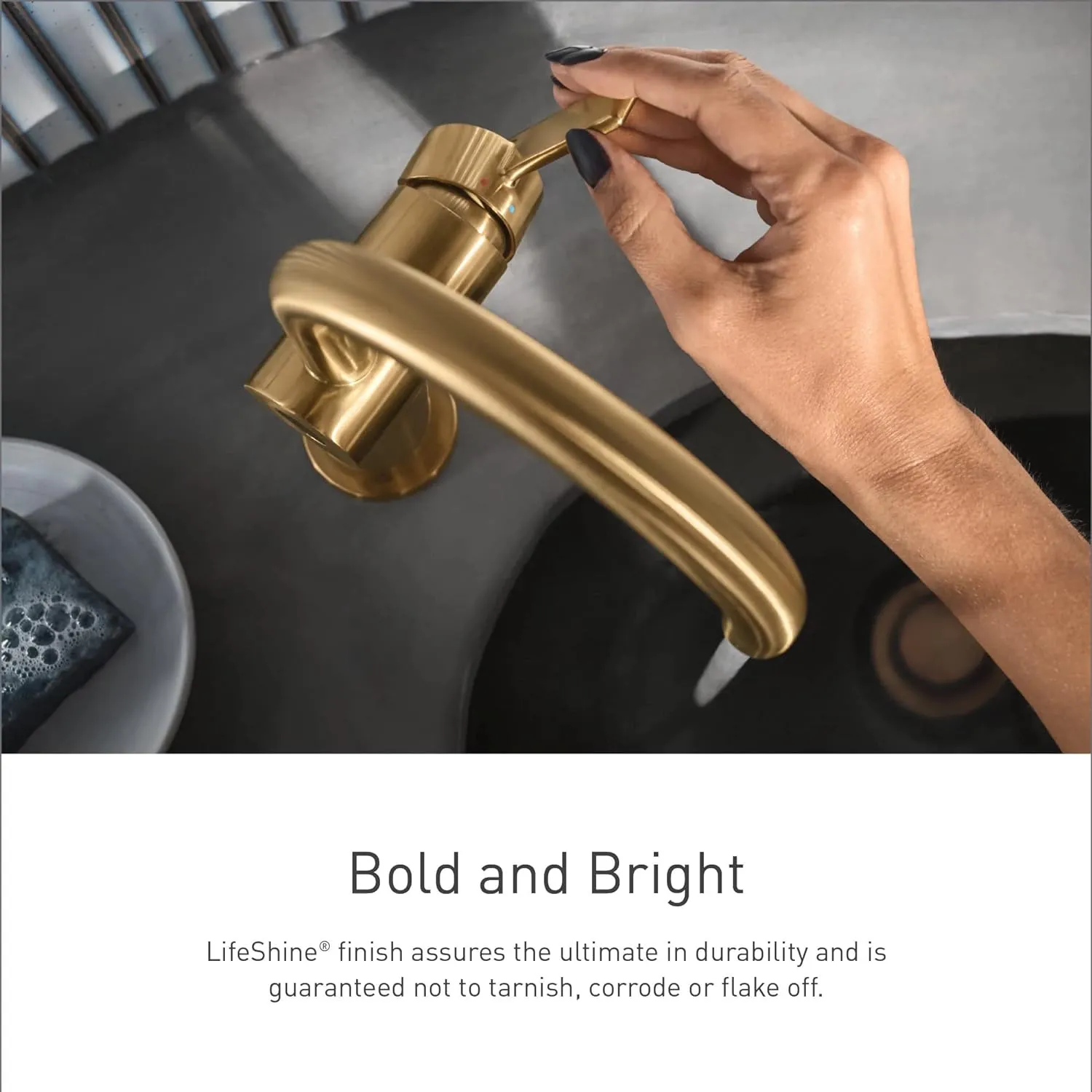 Moen Voss Brushed Gold One-Handle High-Arc Bathroom Faucet with Drain Assembly for Single-Hole Sink, 6903BG