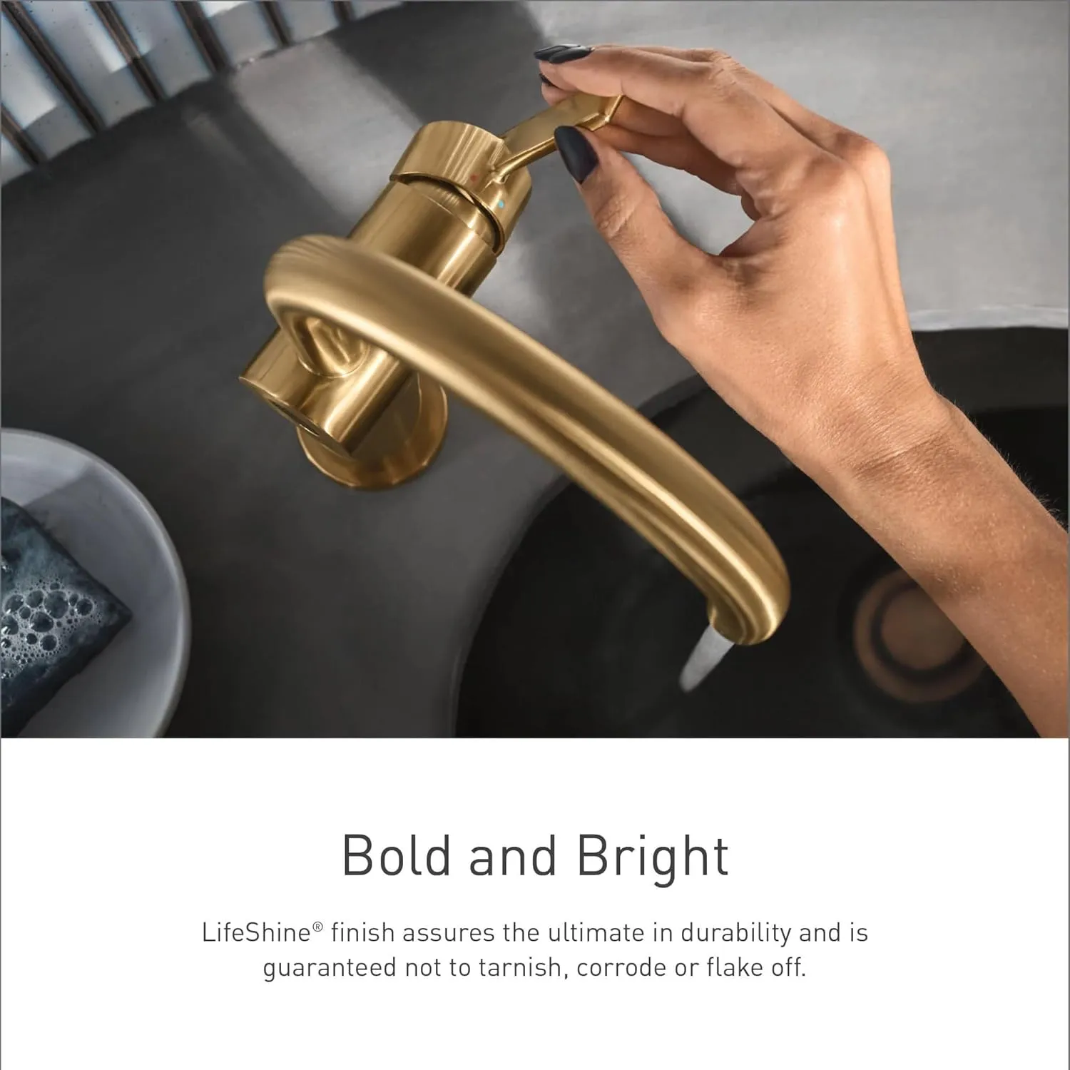 Moen Voss Brushed Gold One-Handle High-Arc Bathroom Faucet with Drain Assembly for Single-Hole Sink, 6903BG