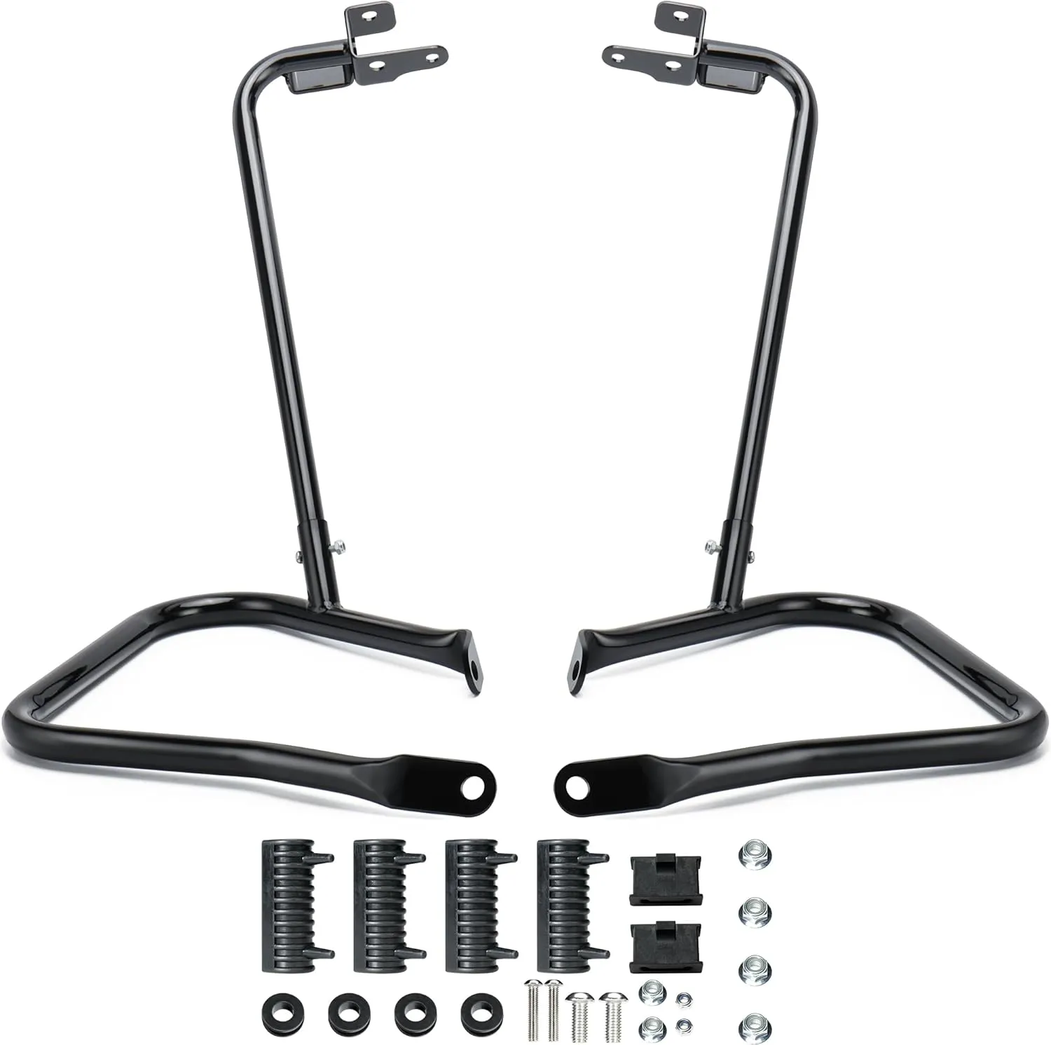 MoKitDora Touring Rear Saddlebag Bracket Guard Bars Compatible with 2014-up Harley Street Road Electra Glide Road King, Black