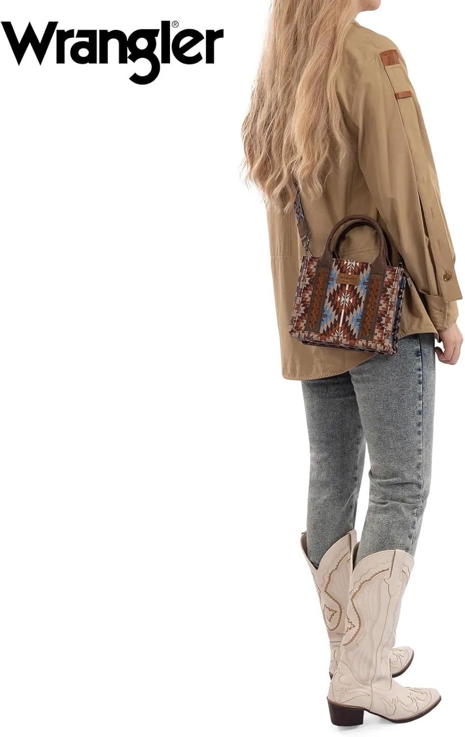 Montana West x Wrangler Mini Tote Bag for Women Boho Aztec Crossbody Purse Top Handle Handbags