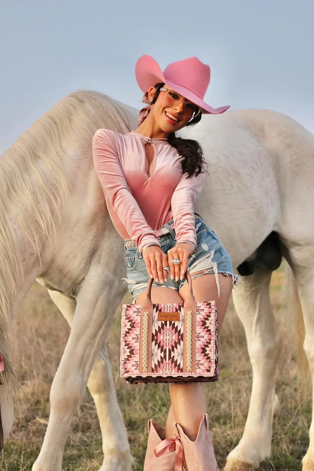 Montana West X Wrangler Tote Bag for Women Boho Aztec Shoulder Purse Top Handle Satchel Handbag