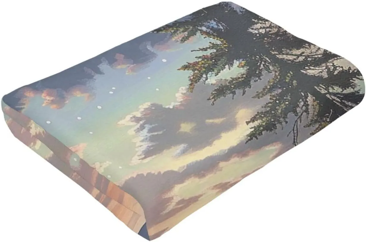 Moose Mountain Pine Tree Wilderness Printed Flannel Blankets Throw 30x40 Inch, Lightweight Warm Throw Blanket for Couch Sofa Bed Office Home Decor