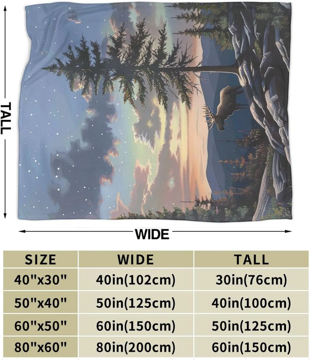 Moose Mountain Pine Tree Wilderness Printed Flannel Blankets Throw 30x40 Inch, Lightweight Warm Throw Blanket for Couch Sofa Bed Office Home Decor