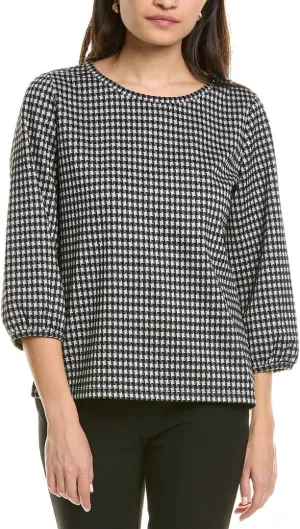 Moss Crepe Puff Sleeve Printed Top by Jones New York
