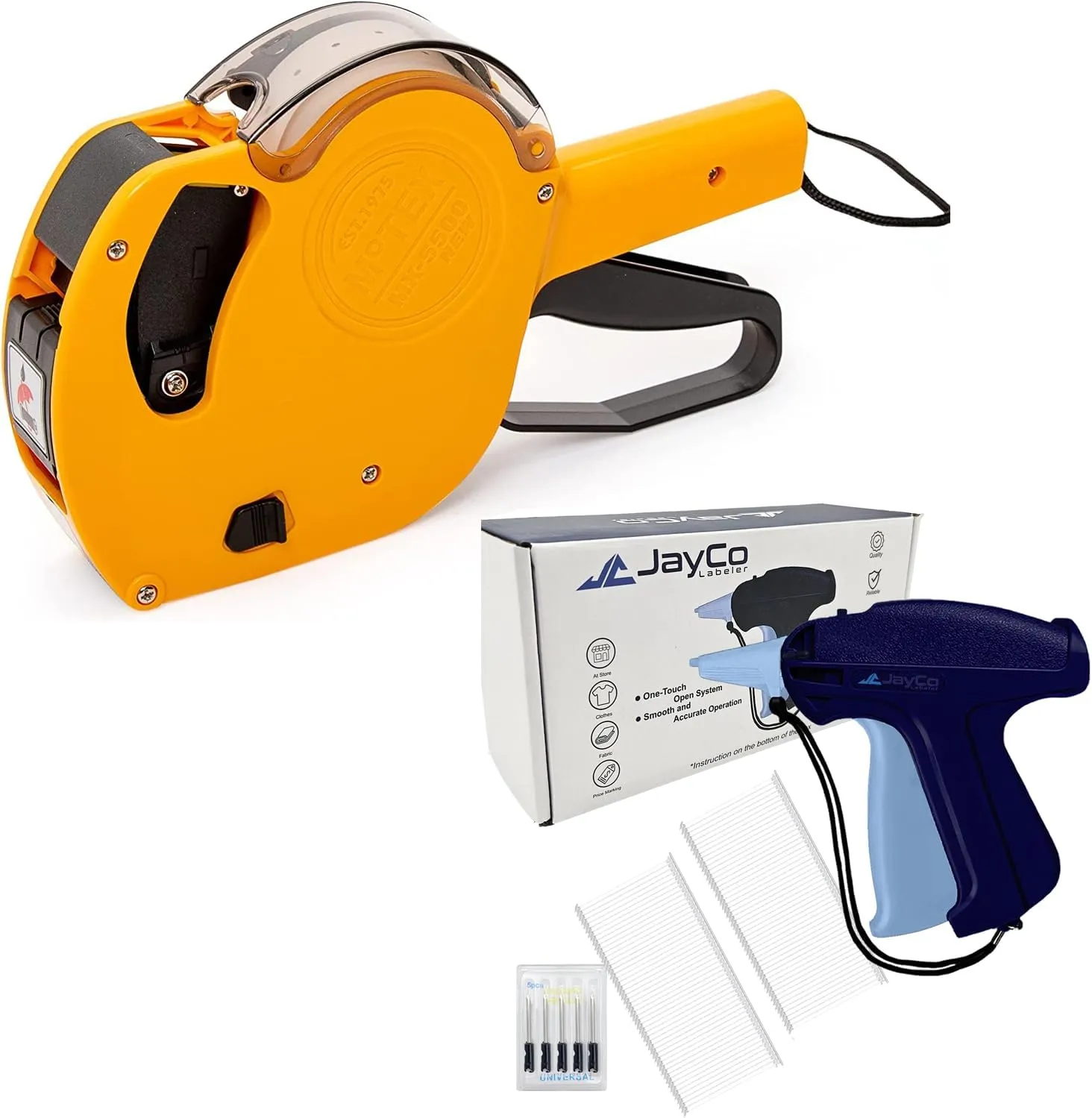 Motex MX-5500 New Version 1 Line 8 Digits Price Tag Gun and JayCo Tagging Gun with 5,000 2 Inch Barbs and 6 Steel Needles Kit
