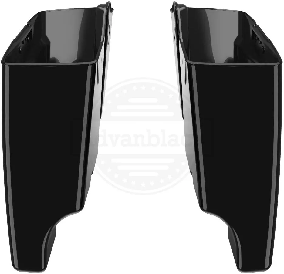 Moto Onfire Harley 4.5" Stretched Bags Fit for Harley Touring 2014 , Vivid/Glossy Black, Red Liners, Rear Fender Extension
