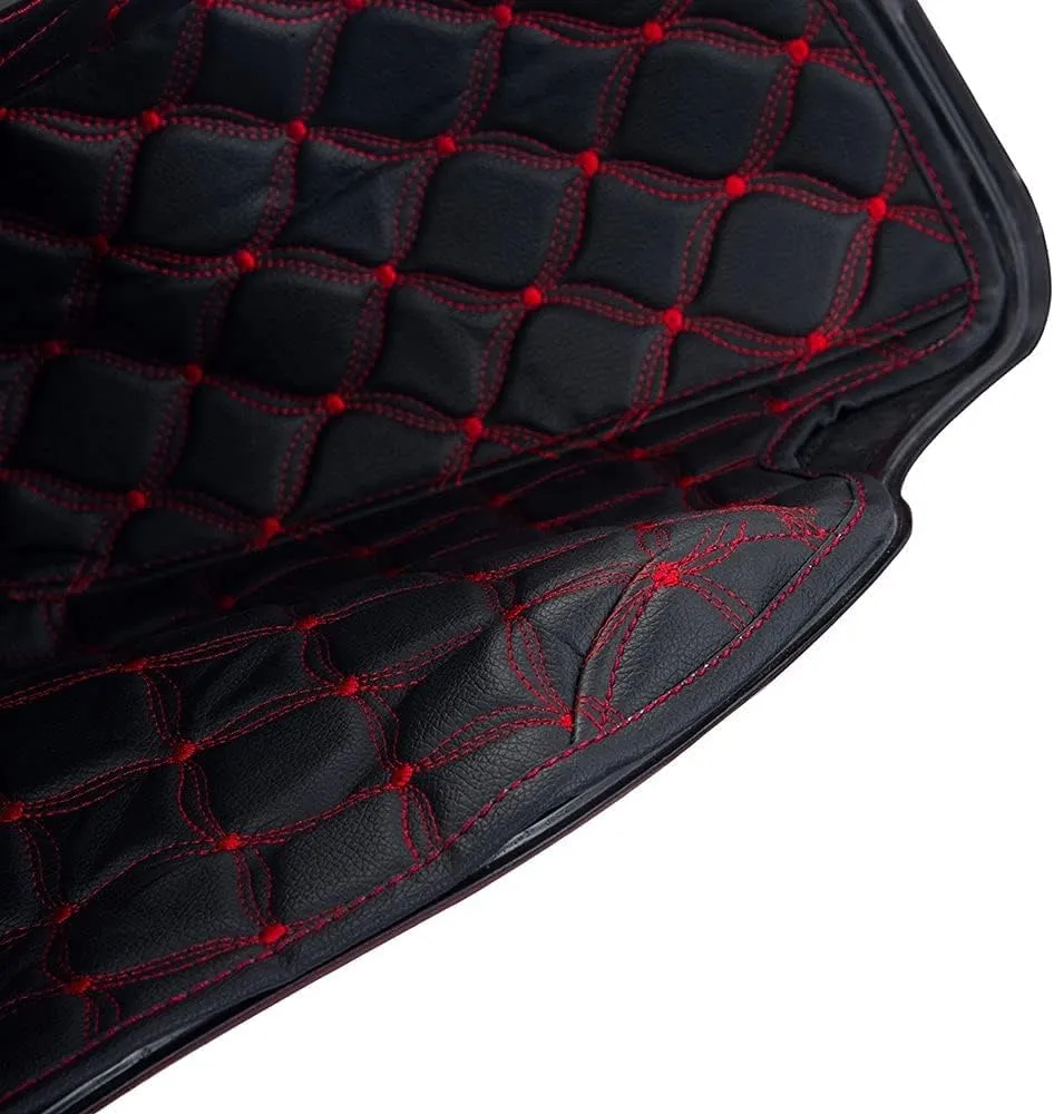 Moto Onfire Harley 4.5" Stretched Bags Fit for Harley Touring 2014 , Vivid/Glossy Black, Red Liners, Rear Fender Extension