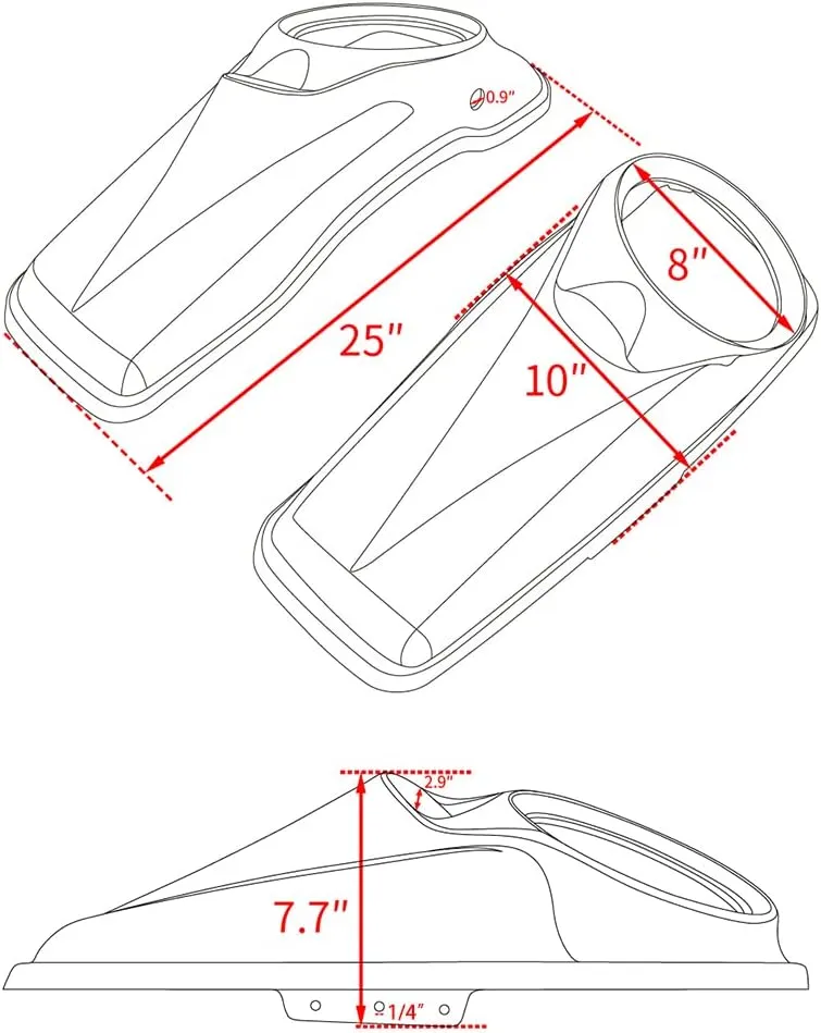 Moto Onfire Velocity Red Sunglo 8 inch Saddlebag Speaker Lids Fit for HarleyTouring FLH 2014-2023 Hard Saddle Bags