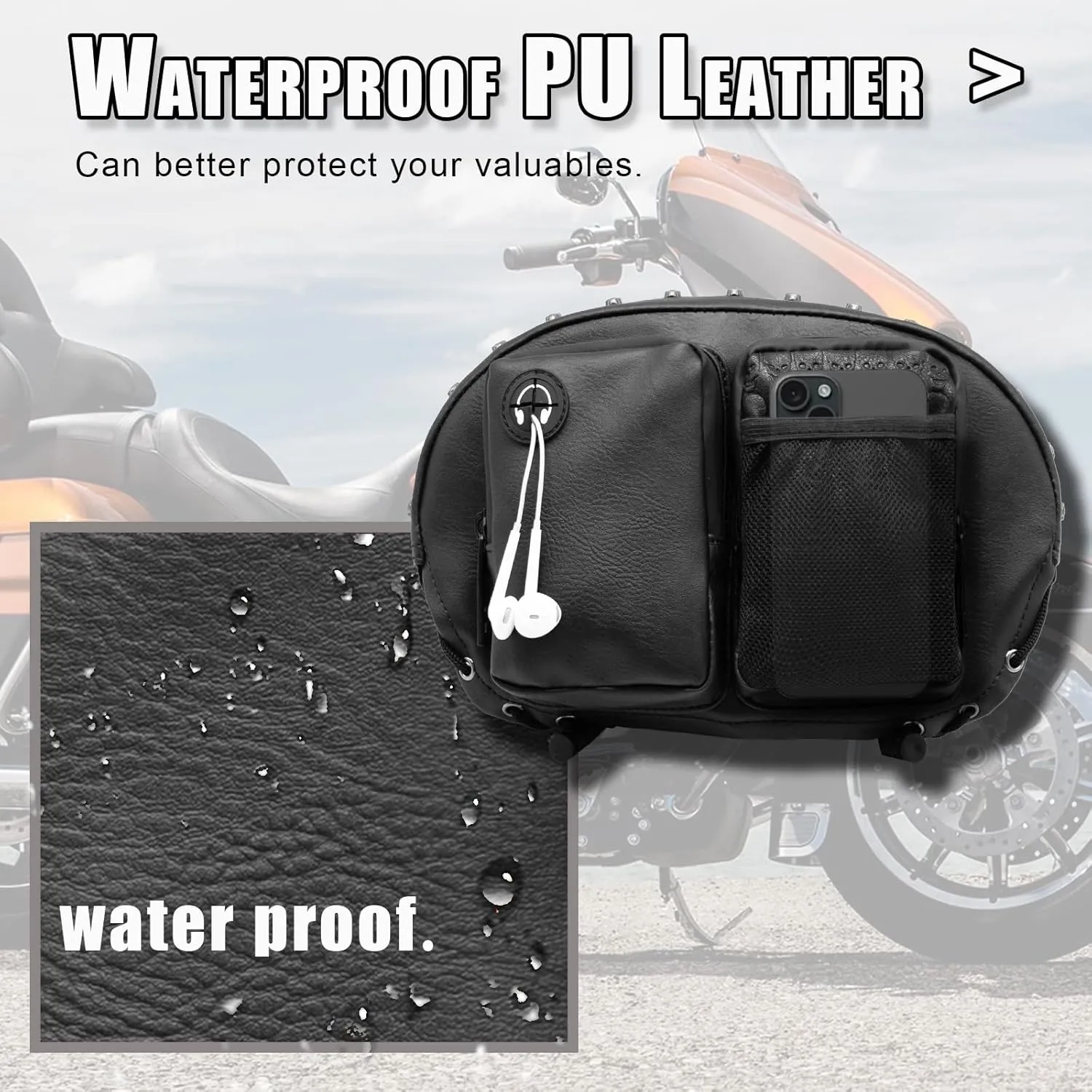 Motorcycle Backrest Bag, Sissy Bar Bags, Driver Backrest Tour Pack Organizer Kit, Rider Back Rest Seat Pocket Compatible with Harley Touring Street Glide CVO Road Glide Limited Tri Glide Softail Dyna