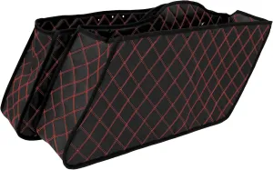 Motorcycle Drop-in Saddlebag Carpet Liners Fits for Harley Touring Models Road King Road Glide Road King Electra Street Ultra Glide Classic 1993-2013 (Red Thread)