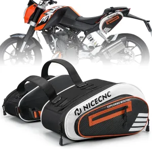 Motorcycle Saddlebags 36L Large Capacity Storage Saddle Bags Upgrade Waterproof Zipper with Rain Covers Motorbike Pannier Bag Dirt Bike Adventure Street Glide Dual Sport (Orange)