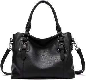 Mudono Tote Bag for Women Top Handle Handbag Large Capacity Shoulder Bag PU Leather Crossbody Bag Retro Satchel Purse