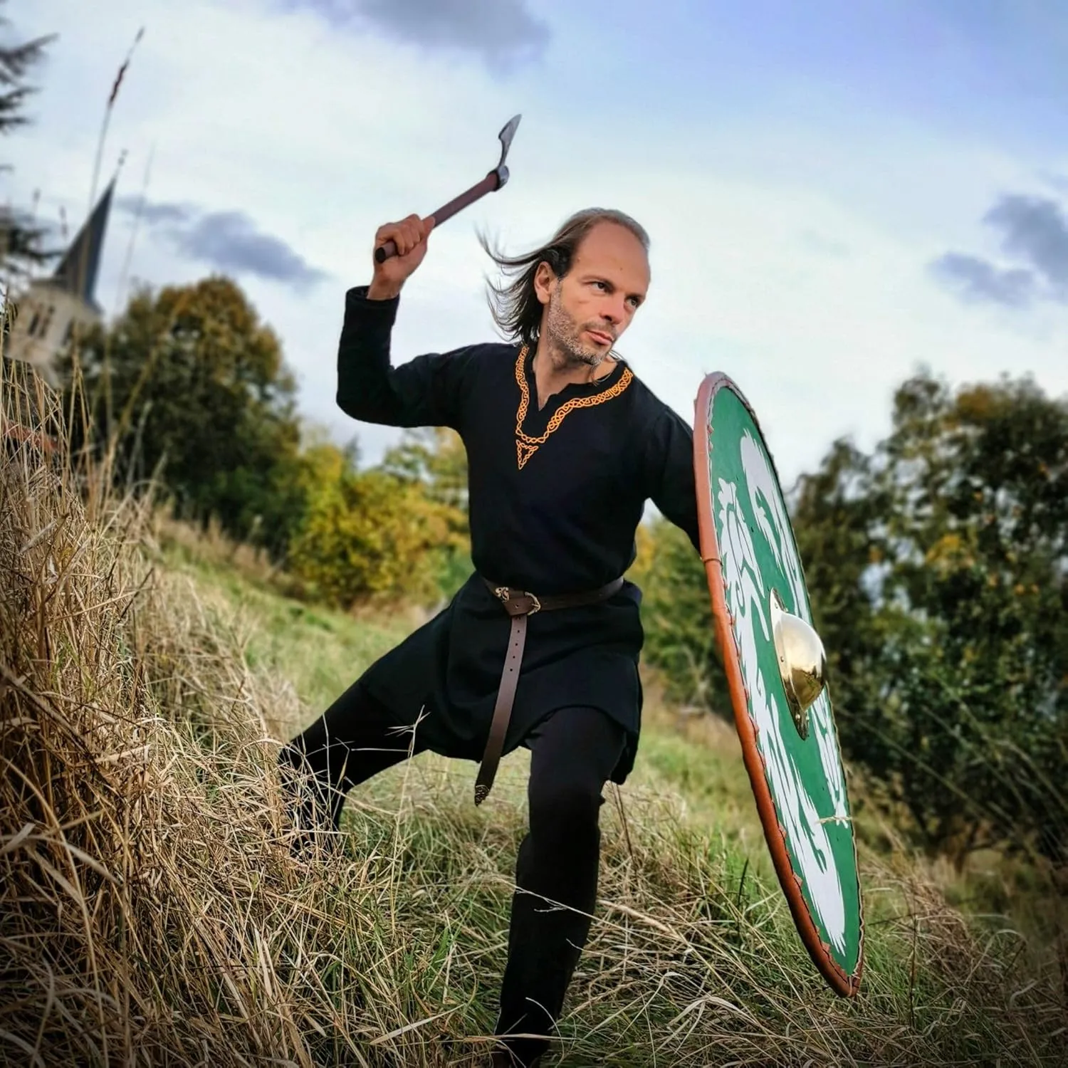 Mythrojan Embroidered Woolen Viking Tunic, Ideal for Vikings Warriors Rangers LARP SCA