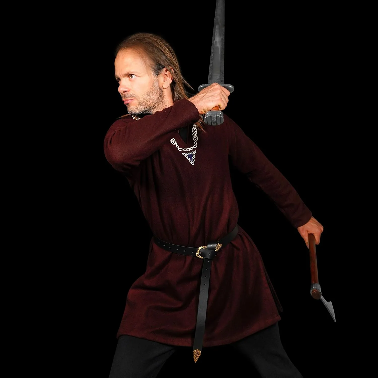 Mythrojan Embroidered Woolen Viking Tunic, Ideal for Vikings Warriors Rangers LARP SCA