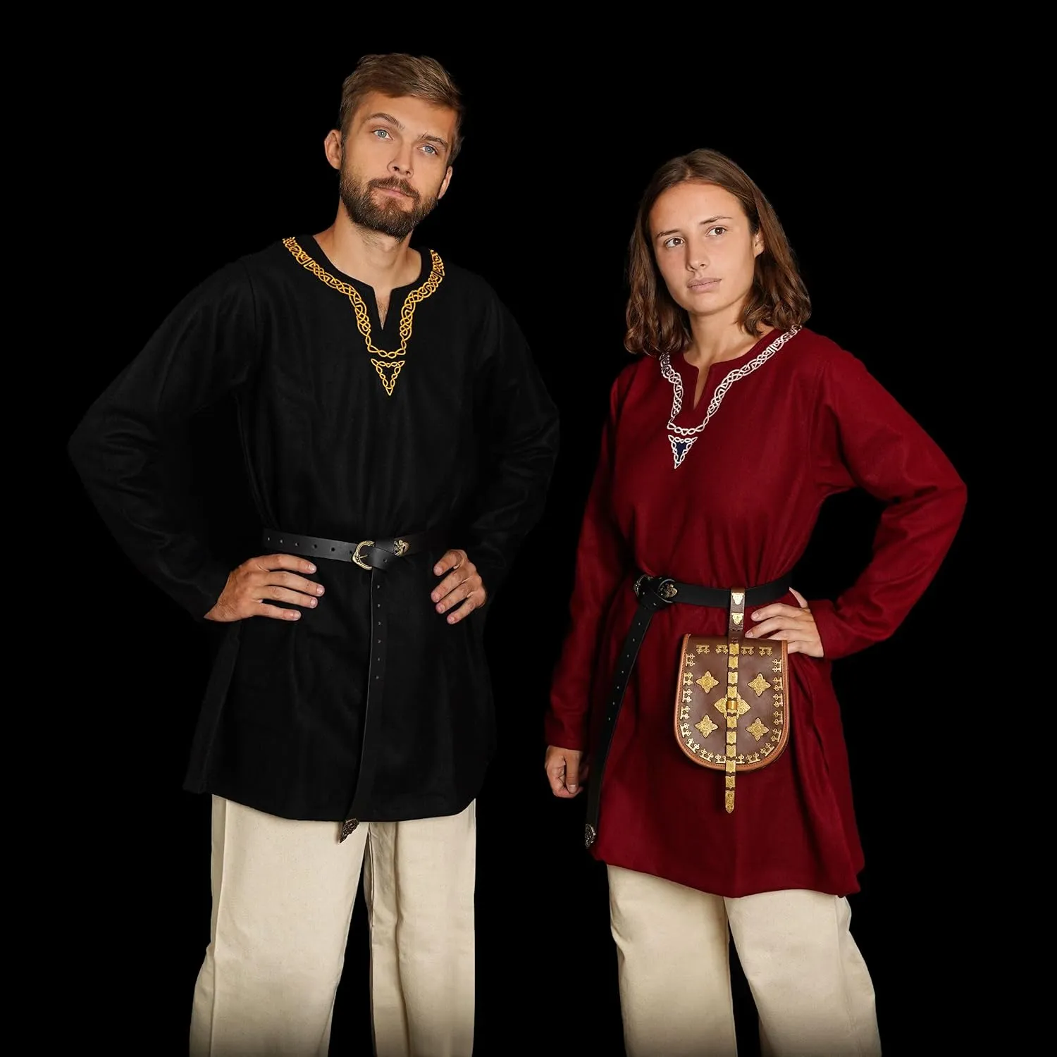 Mythrojan Embroidered Woolen Viking Tunic, Ideal for Vikings Warriors Rangers LARP SCA