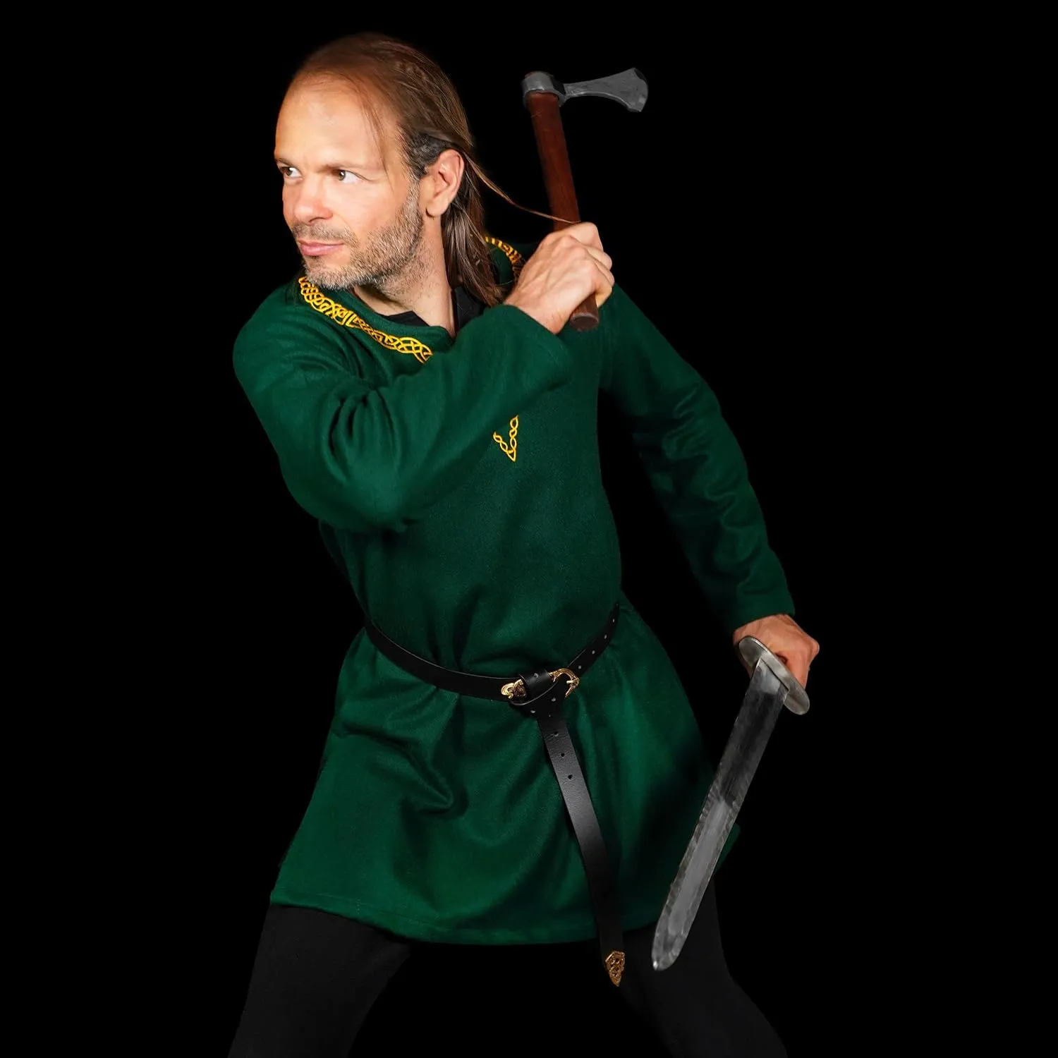 Mythrojan Embroidered Woolen Viking Tunic, Ideal for Vikings Warriors Rangers LARP SCA