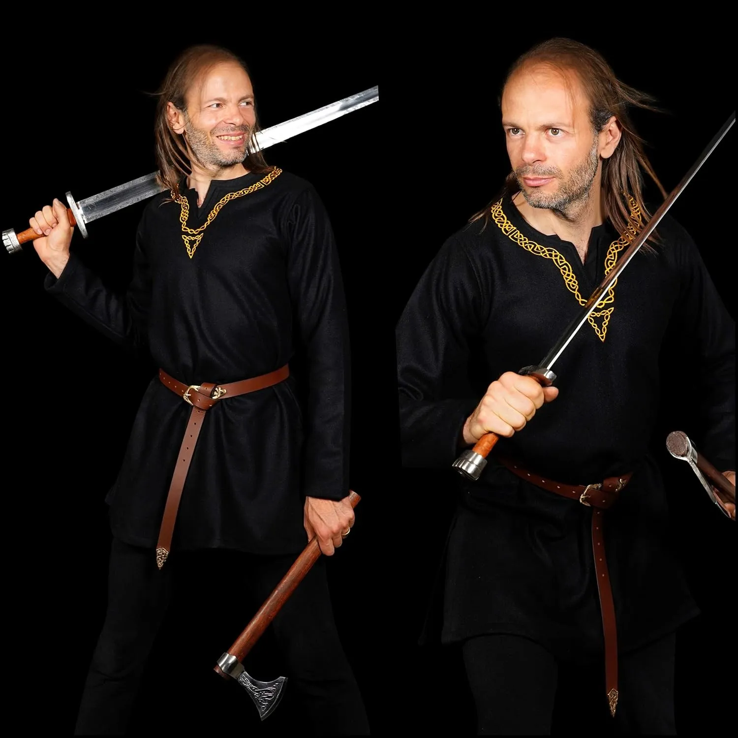 Mythrojan Embroidered Woolen Viking Tunic, Ideal for Vikings Warriors Rangers LARP SCA