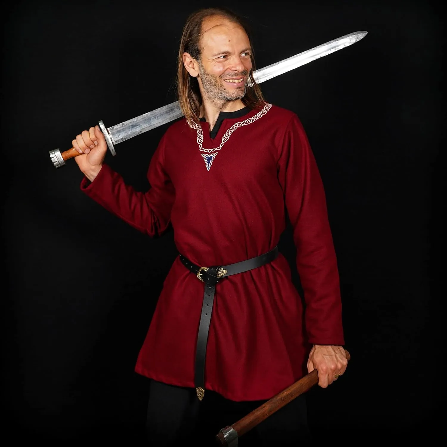 Mythrojan Embroidered Woolen Viking Tunic, Ideal for Vikings Warriors Rangers LARP SCA