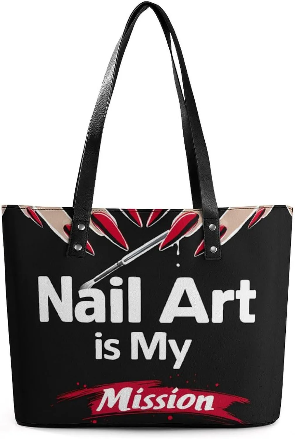 Nail Art Is My Mission Women's Tote Shoulder Bag Handbag Top Handle Leather 29 * 34 * 14cm