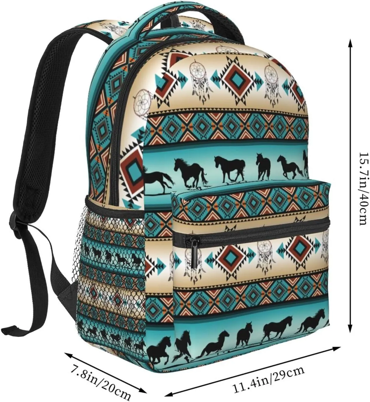 Navajo Horse Backpacks for Girls Boys Kids Aztec Backpack Tribal Print Bookbag Back to School Gifts Bag 2nd 3rd 4th 5th 6th Grade