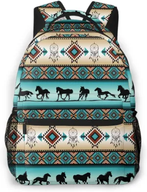 Navajo Horse Backpacks for Girls Boys Kids Aztec Backpack Tribal Print Bookbag Back to School Gifts Bag 2nd 3rd 4th 5th 6th Grade