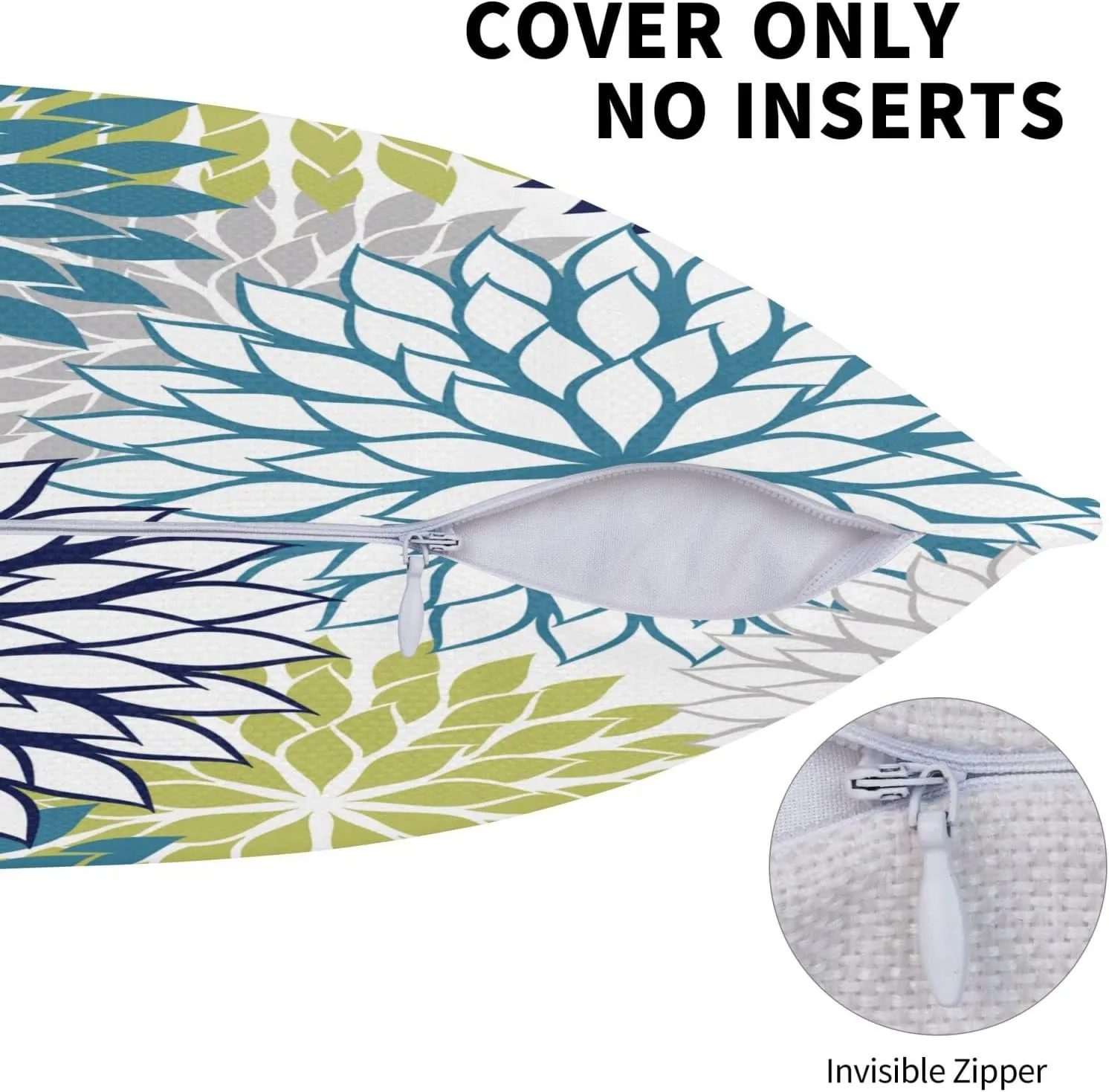 Navy Blue and Sage Green Gray Dahlia Throw Pillow Covers 18x18 Inch Spring Summer Outdoor Geometric Flower Decorative Pillows Cover Set of 2 Modern Pillowcase for Bed Couch Sofa Decor