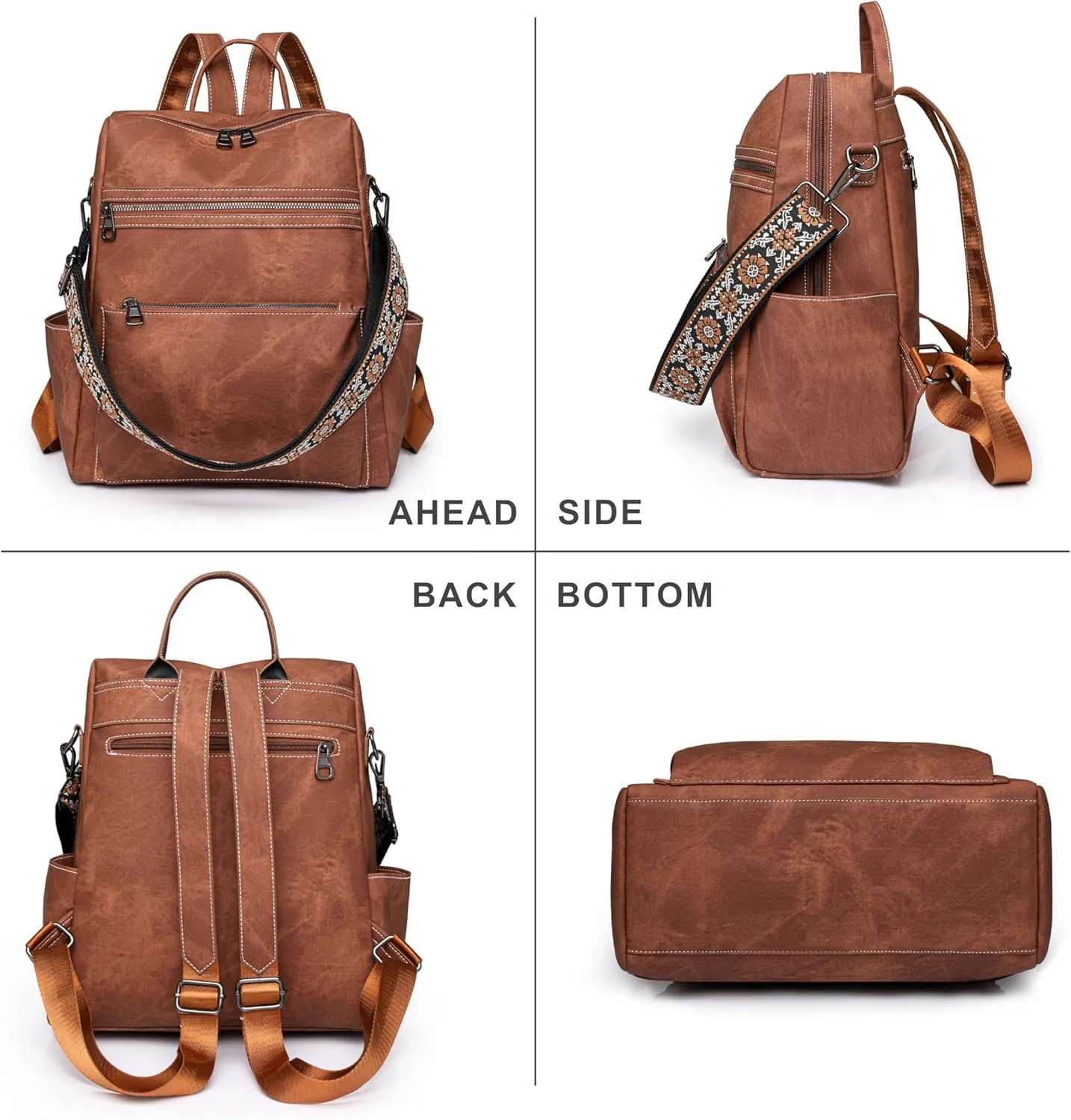 Nefelibata Women's Fashion Backpack Purse Day Packs Satchel Handbags leather tote bag Anti-theft Large Fashion Designer Travel Handbags Shoulder Bags With Purse Strap（Frosted Gray）