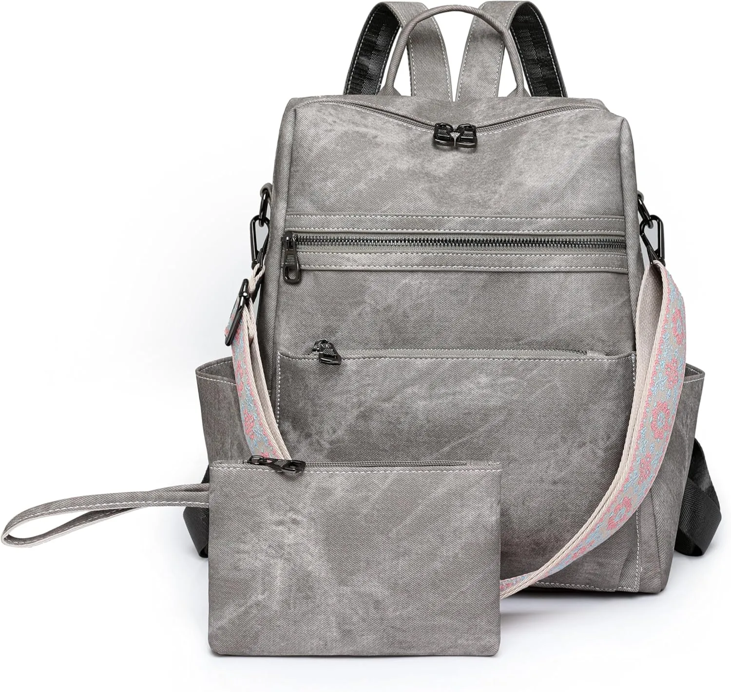 Nefelibata Women's Fashion Backpack Purse Day Packs Satchel Handbags leather tote bag Anti-theft Large Fashion Designer Travel Handbags Shoulder Bags With Purse Strap（Frosted Gray）