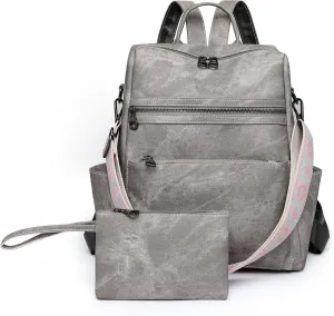 Nefelibata Women's Fashion Backpack Purse Day Packs Satchel Handbags leather tote bag Anti-theft Large Fashion Designer Travel Handbags Shoulder Bags With Purse Strap（Frosted Gray）