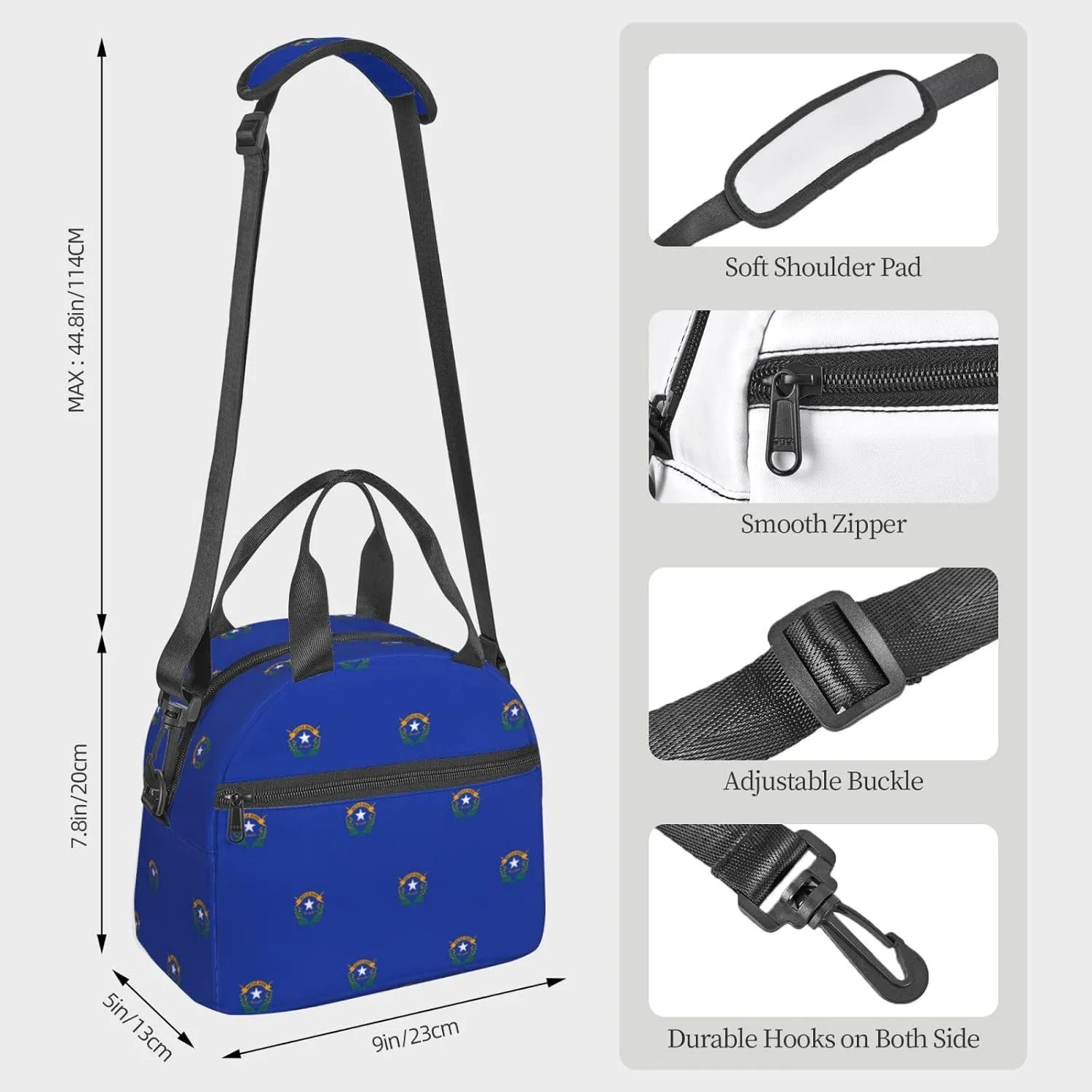 Nevada State Flag Insulated Lunch Bag Lunch Box For Women Men Reusable Tote For Office Gym Outings