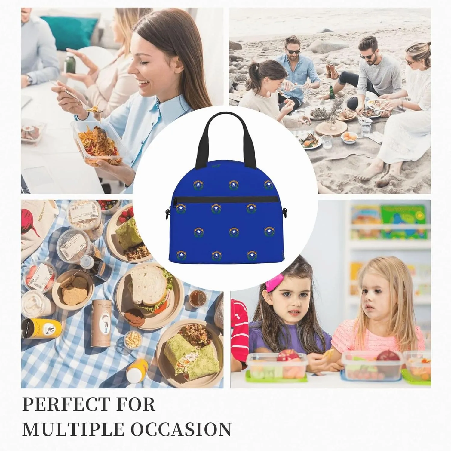 Nevada State Flag Insulated Lunch Bag Lunch Box For Women Men Reusable Tote For Office Gym Outings